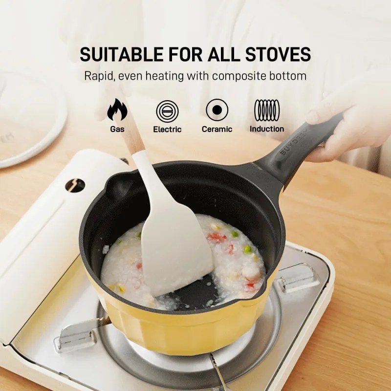 Cratita BUYDEEM CP141, 1.8 l, Capac din sticla, Aluminiu turnat, Fara PFOA, Acoperire antiaderenta, Galben