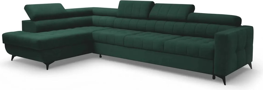 Colțar extensibil Nardo Maxi pe stânga - catifea verde Bluvel 78