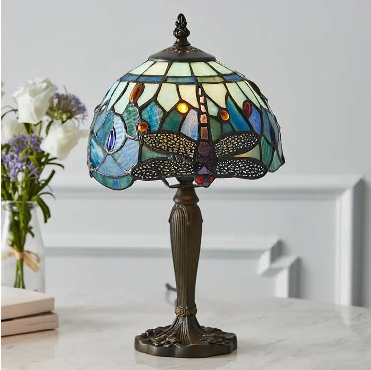 Endon 64088 - Lampă de masă Tiffany DRAGONFLY 1xE14/7W/230V Ø 20 cm
