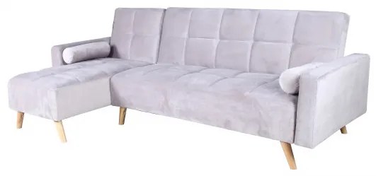 Canapea maloni extensibila pe stânga, 3 locuri, gri deschis
