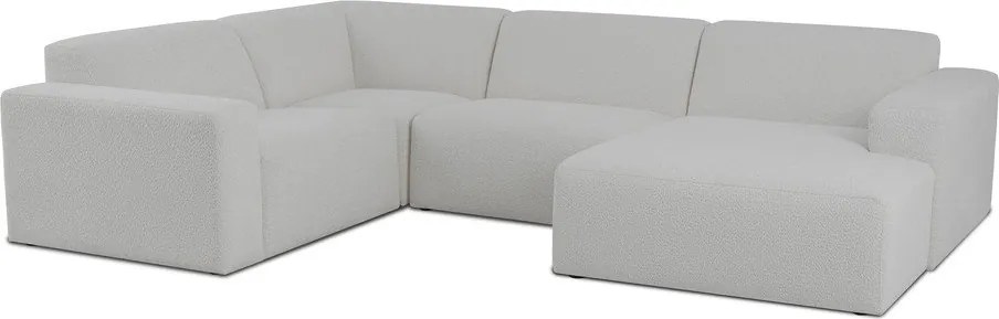 Colțar alb cu tapițerie din stofă bouclé (în formă de "U") Roxy – Scandic