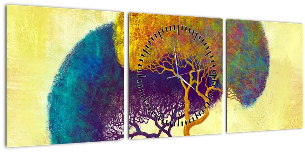 Tablou - Copaci în deal (cu ceas) (90x30 cm)