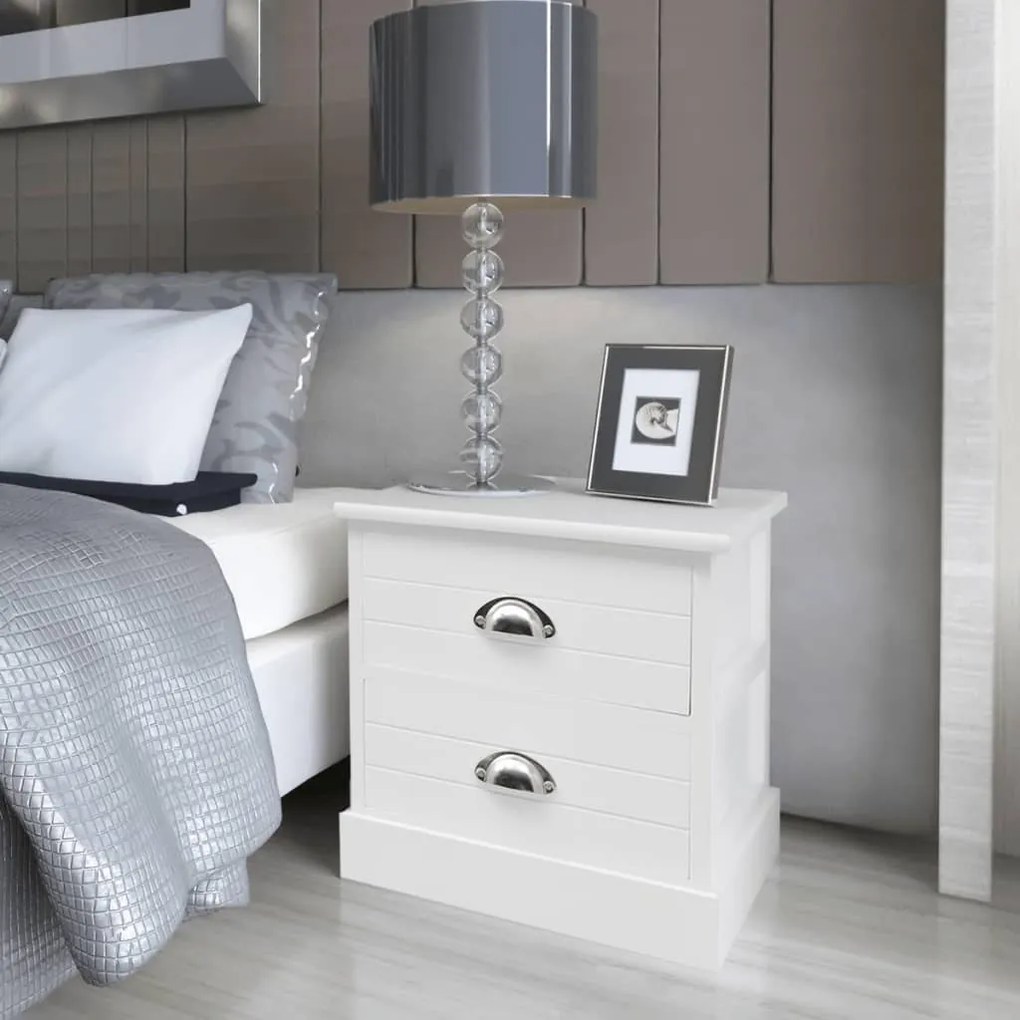 242887 vidaXL Noptiere în stil franțuzesc, 2 buc, alb