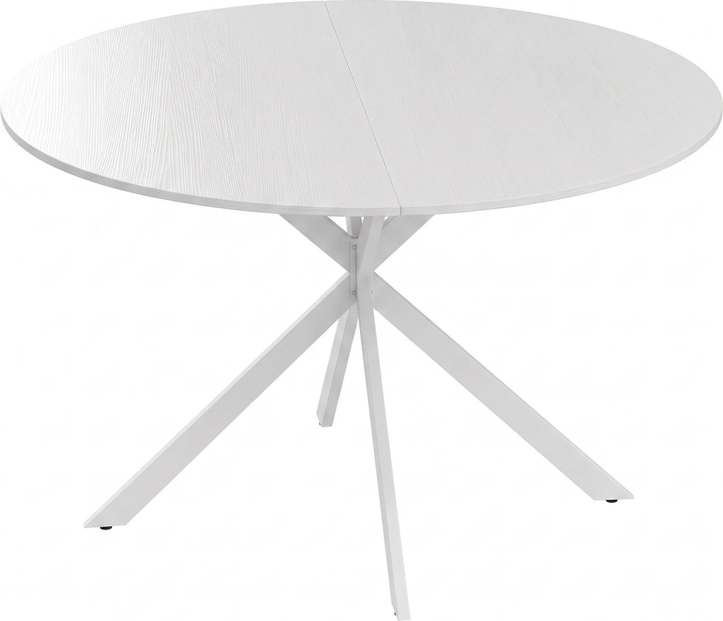 HOMCOM Masă rotundă de dining, stil industrial, cu picioare în cruce din oțel, Ø120x75 cm, albă | Aosom Romania