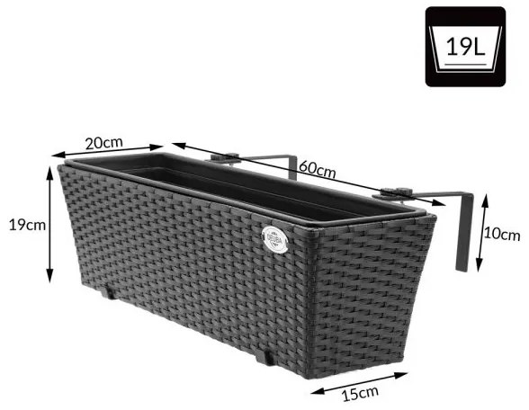 Deuba Ghiveci Polyrattan negru 2 buc