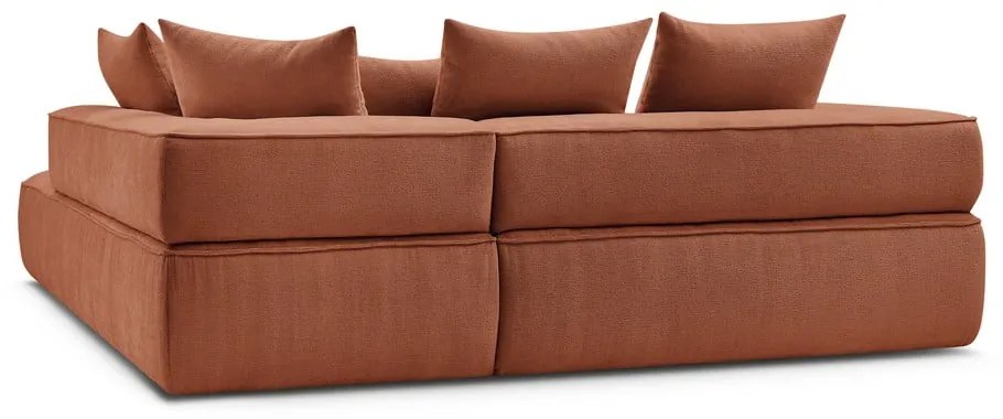 Colțar teracotă cu tapițerie din chenille (cu colț pe partea dreaptă/în formă de ”L”) Whesley – Bobochic Paris