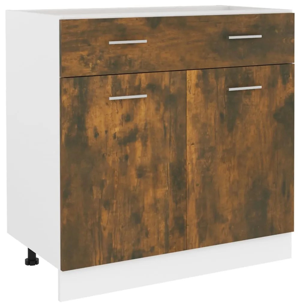Dulap inferior de chiuveta, stejar fumuriu, 80x46x81,5 cm, lemn Stejar afumat, 1