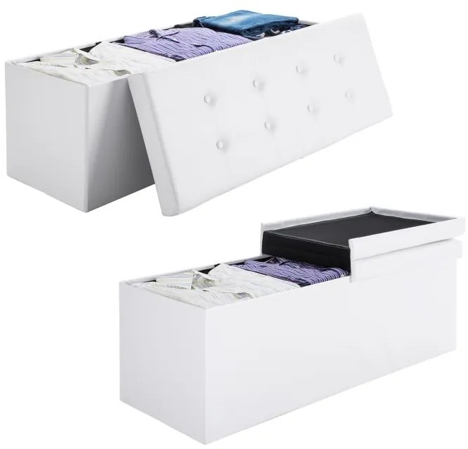 Deuba Cutie depozitare cu capac rabatabil 76x38x38 cm - alba