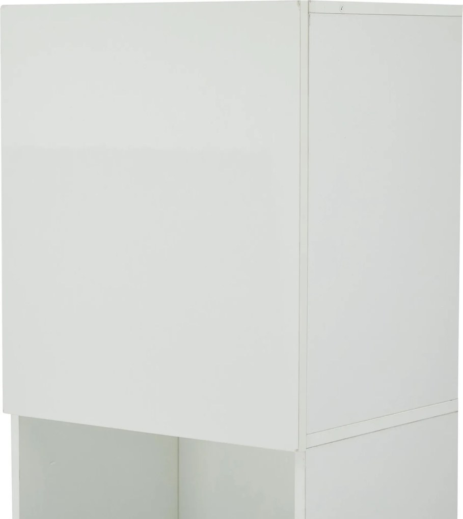 Vitrină lucioasă cu iluminare LED, 1 raft de sticlă, 45x35x160 cm, Alb