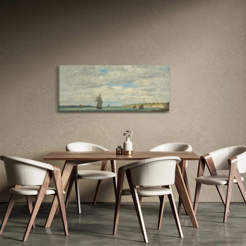 Tablou - Eugène Boudin, Coast of Brittany, reproducere (120x50 cm)