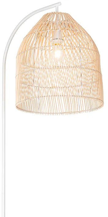 Lampă de podea rustică albă cu ratan - Sam