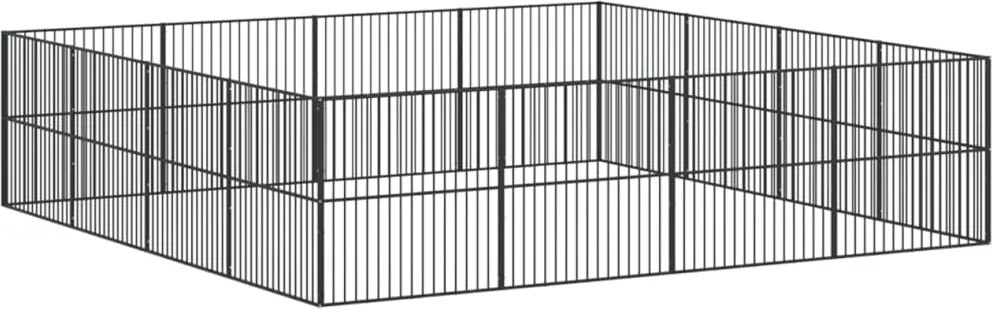 vidaXL Țarc pentru câini cu 16 panouri, negru, oțel galvanizat