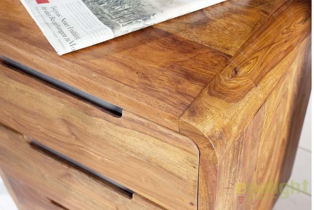 Dulap cu sertare si role, colturi rotunjite din lemn de trandafir Goa 60cm A-35896 VC