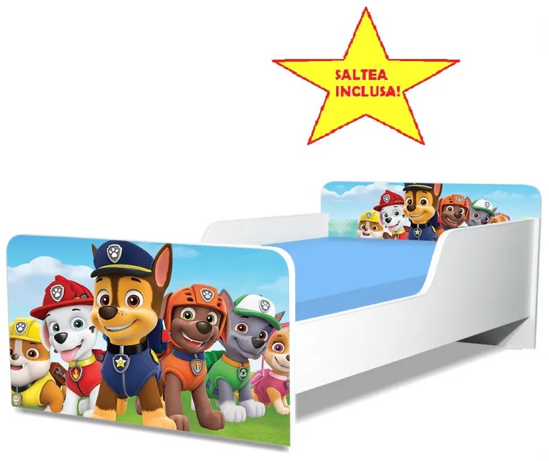 Pat junior Paw Patrol, cu saltea, 180x80 cm