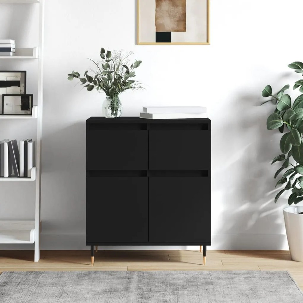 831109 vidaXL Servantă, negru, 60x35x70 cm, lemn prelucrat