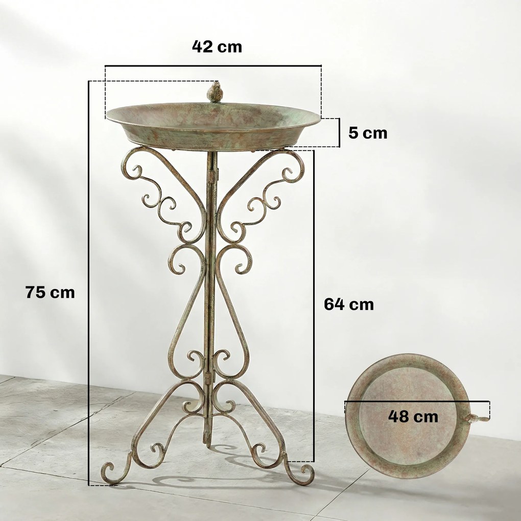 Outsunny Fântână pentru păsări cu statuetă de pasăre și suport decorativ, bol vintage pentru grădină, Verde | Aosom Romania