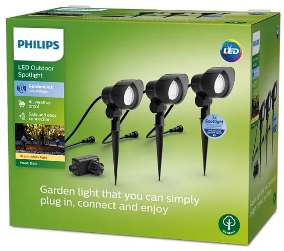 Philips - Set 3x LED spot exterior GARDENLINK LED/6W/230V 2700K IP44