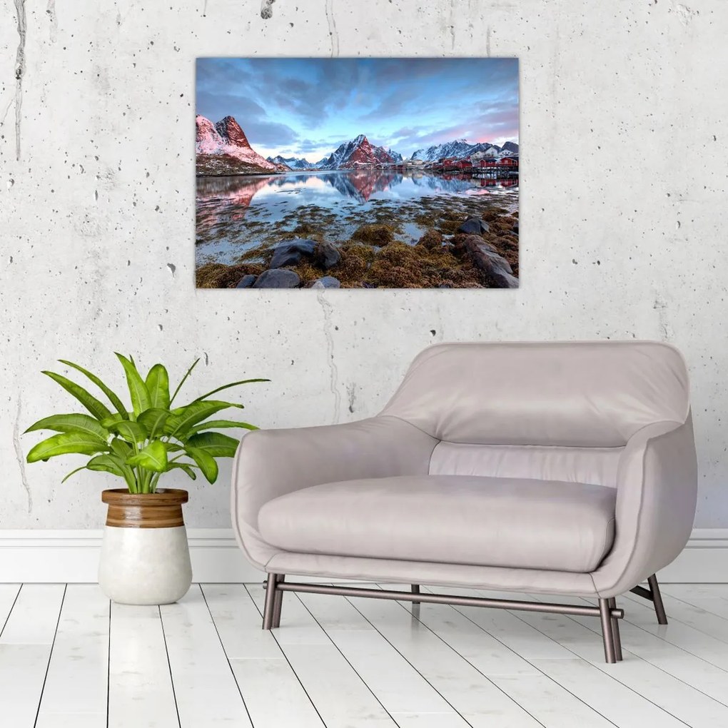Tablou - Răsărit de soare deasupra Reine (70x50 cm)
