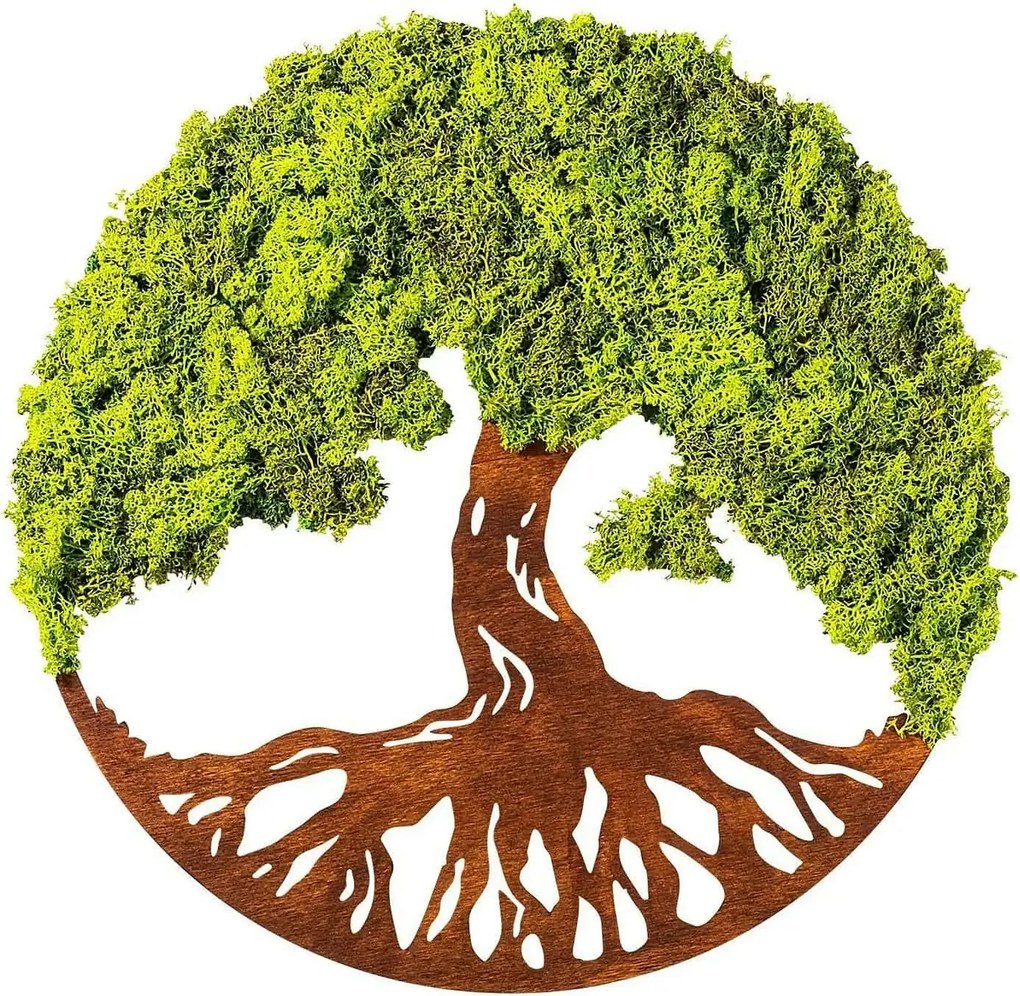 Decoratiune perete TREE OF LIFE 3, verde/maro, 44x1x44 cm