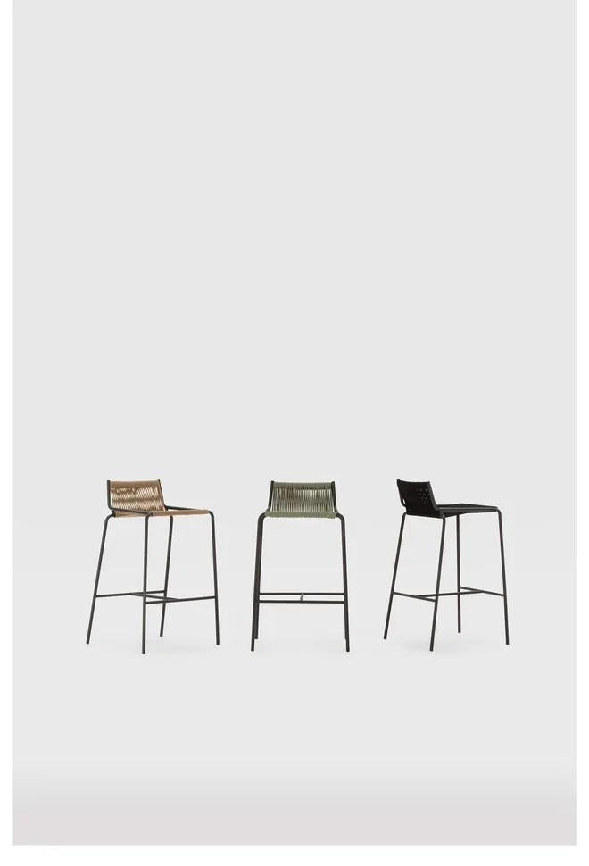 Scaun de bar verde din metal (înălțime șezut 65 cm) Emily – Marckeric