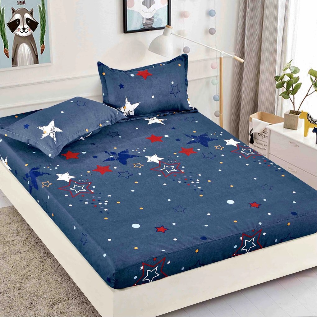 Lenjerie de pat 3 cu elastic 100% bumbac - a736 de la Onesleep