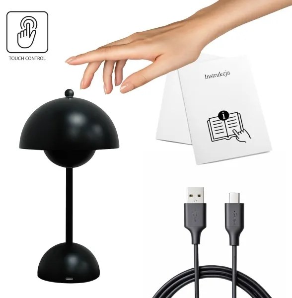 Lampă de birou LED reîncărcabilă tactilă COSTA LED/3W/5V 2400 mAh 3000-6000K neagră