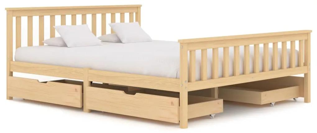 3060343 vidaXL Cadru de pat cu 4 sertare, 160 x 200 cm, lemn masiv de pin
