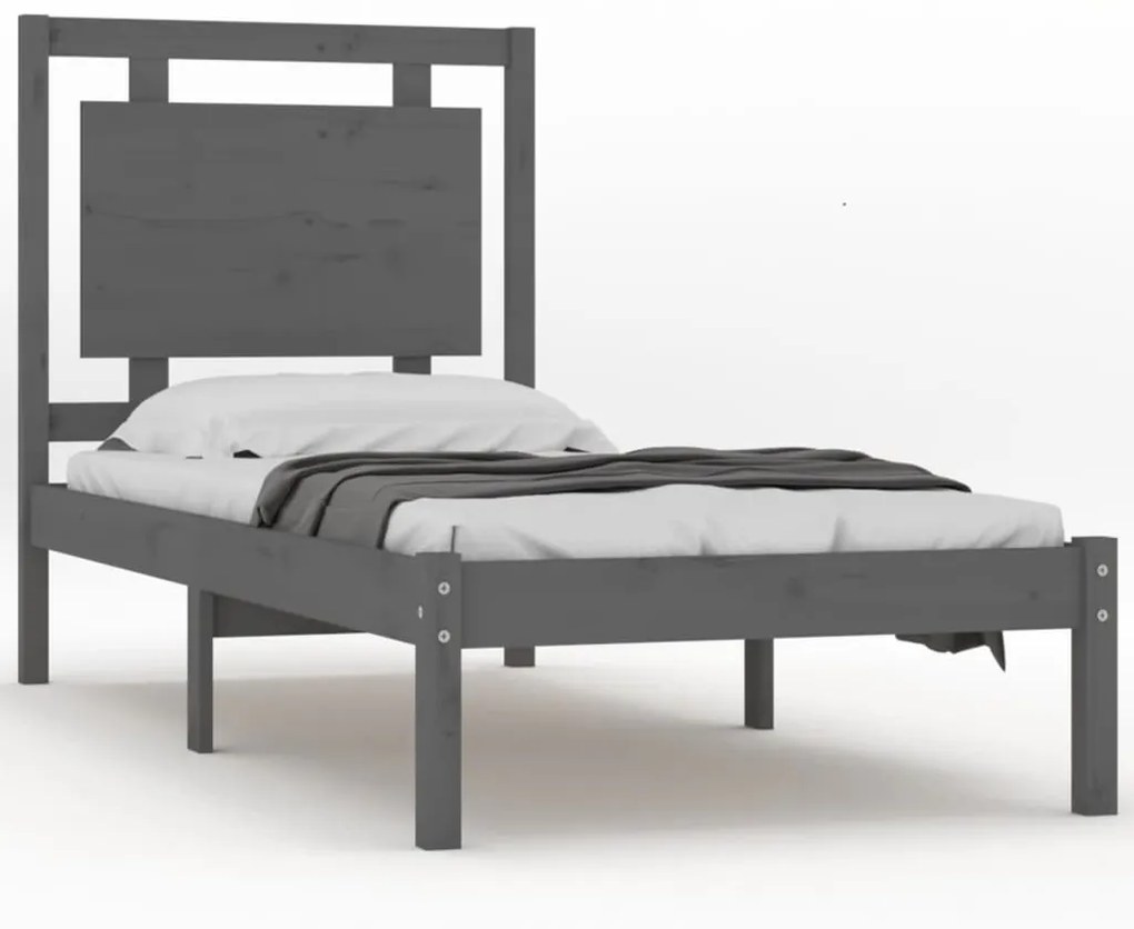 3105502 vidaXL Cadru de pat single, gri, 90x190 cm, lemn masiv