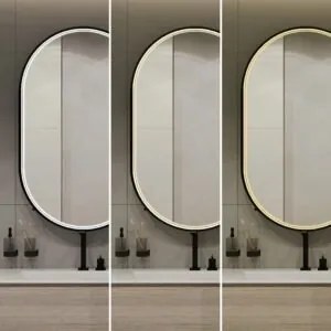 Oglindă de baie LED Elit’s Premium cu dezaburire – 50 × 90 cm, ramă neagră