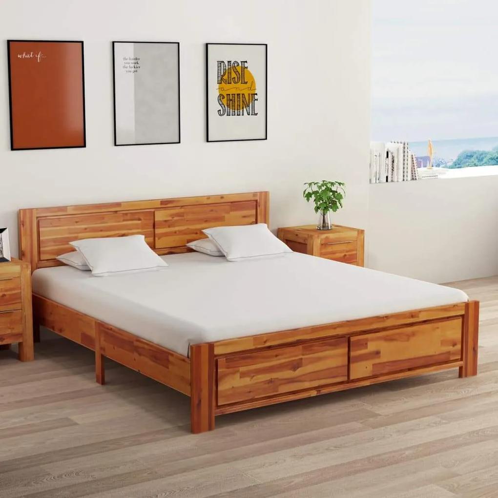 Cadru de pat cu 2 noptiere, 160 x 200 cm, lemn masiv de acacia