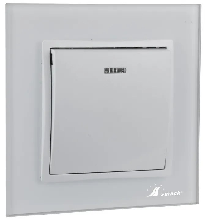 Intrerupator Simplu Cu Led Smack,10A,Sf8101 fkw.Rama Sticla,Alb