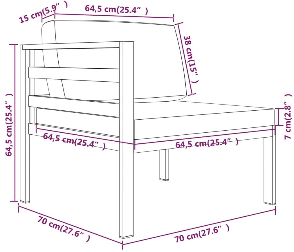 Set mobilier de gradina cu perne, 5 piese, antracit, aluminiu 2x colt + 2x mijloc + masa, 1