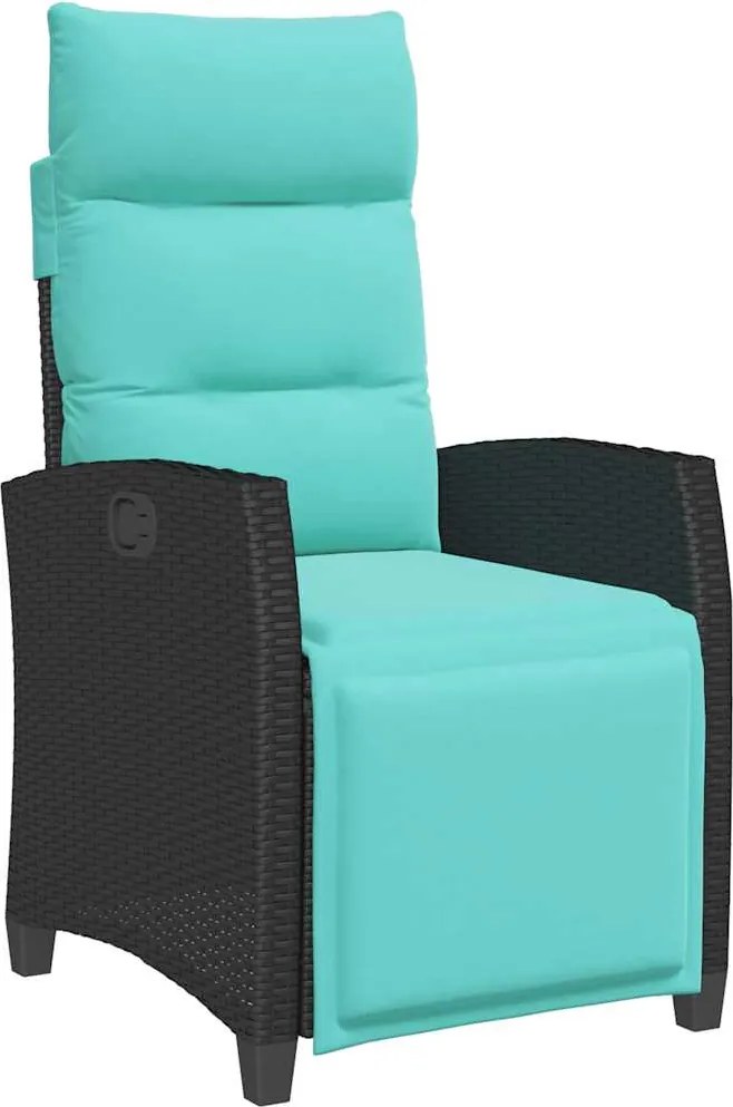 vidaXL Scaun de grădină înclinabil cu măsuță laterală polirattan negru