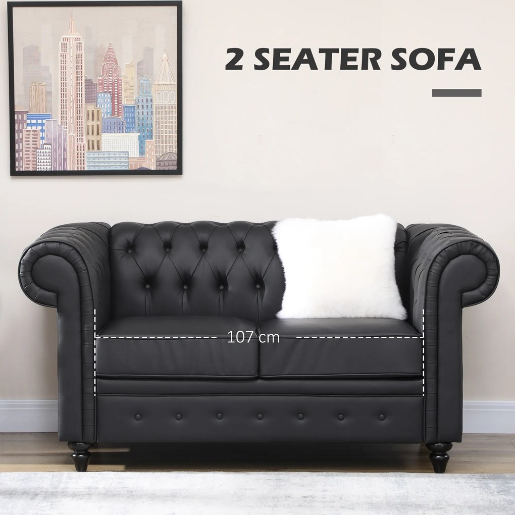 HOMCOM Canapea 2 Locuri Confortabilă, Piele Sintetică, 160x84x80 cm | Aosom Romania