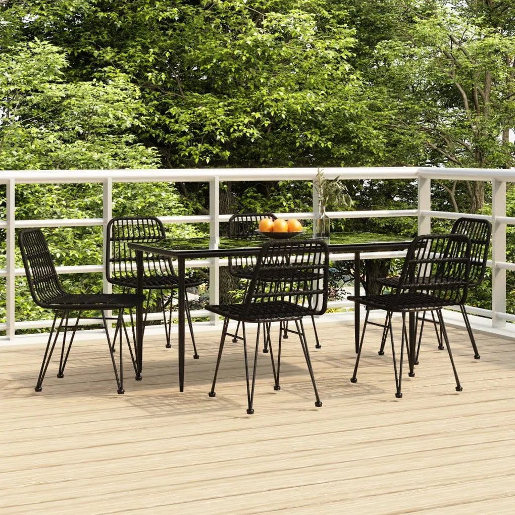 vidaXL Set mobilier de grădină, 7 piese, negru, poliratan