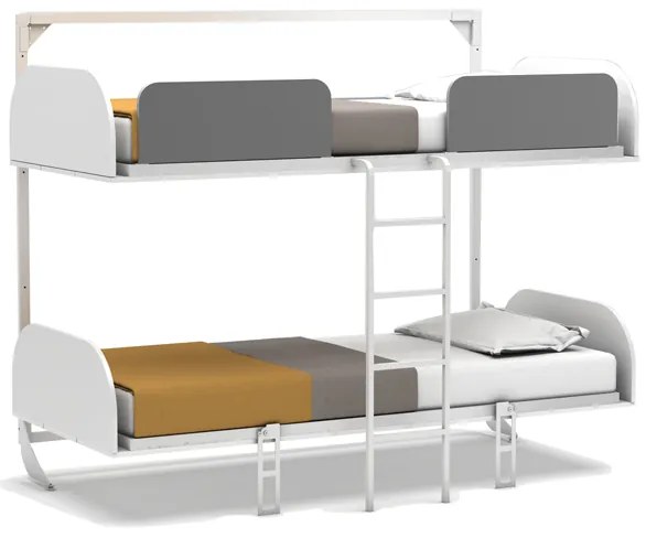 Pat rabatabil suprapus cu somiere incluse - simple bunk (90x200) - alb mat
