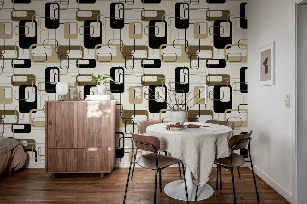 Tapet Retro Squares, Beige, Rebel Walls