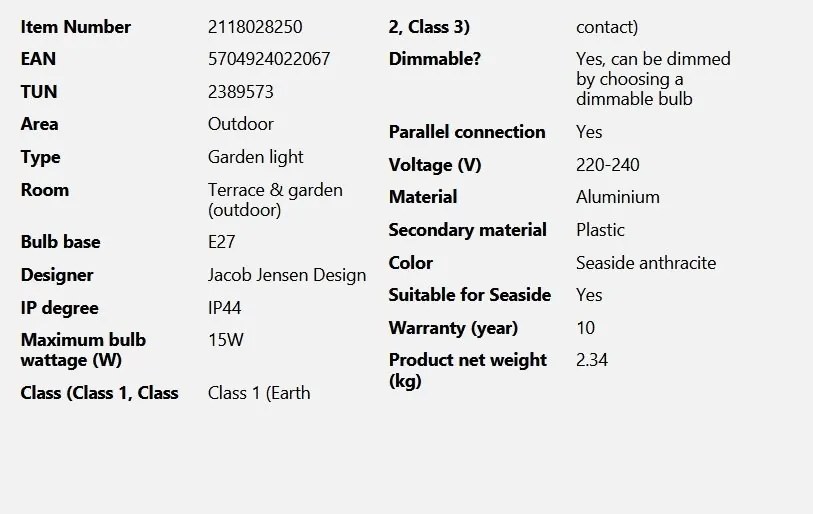 Stalp iluminat exterior design nordic IP44 Aludra H-45CM seaside antracit