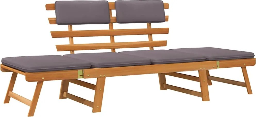 vidaXL Bancă de grădină cu perne 2-în-1, 190 cm, lemn masiv de acacia