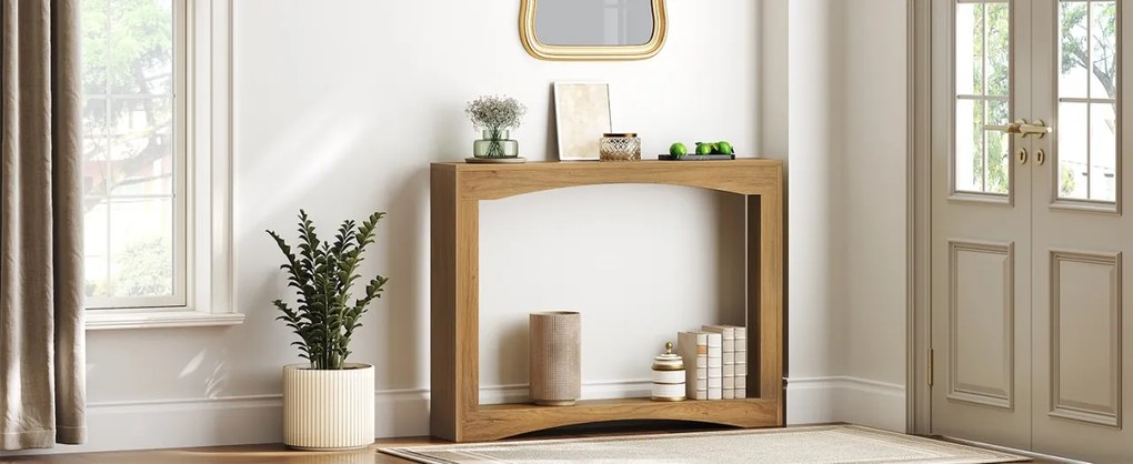 MAM25 - Masa Consola foarte ingusta, 100 cm, masuta hol, living, dining, dormitor - Maro Deschis / Maro