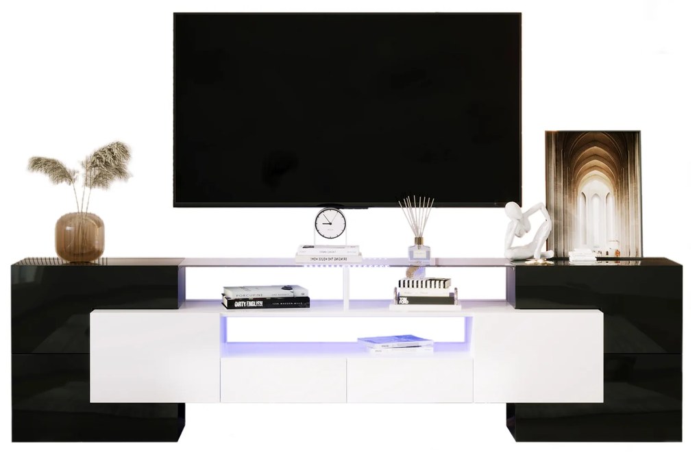 Mobilier TV, Negru+Alb | Aosom Romania