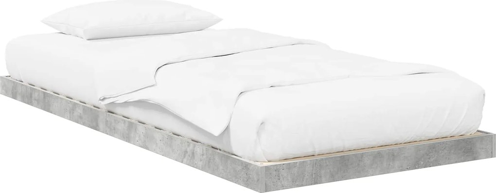 vidaXL Cadru de pat de podea Gri din beton 90 x 190 cm Lemn compozit