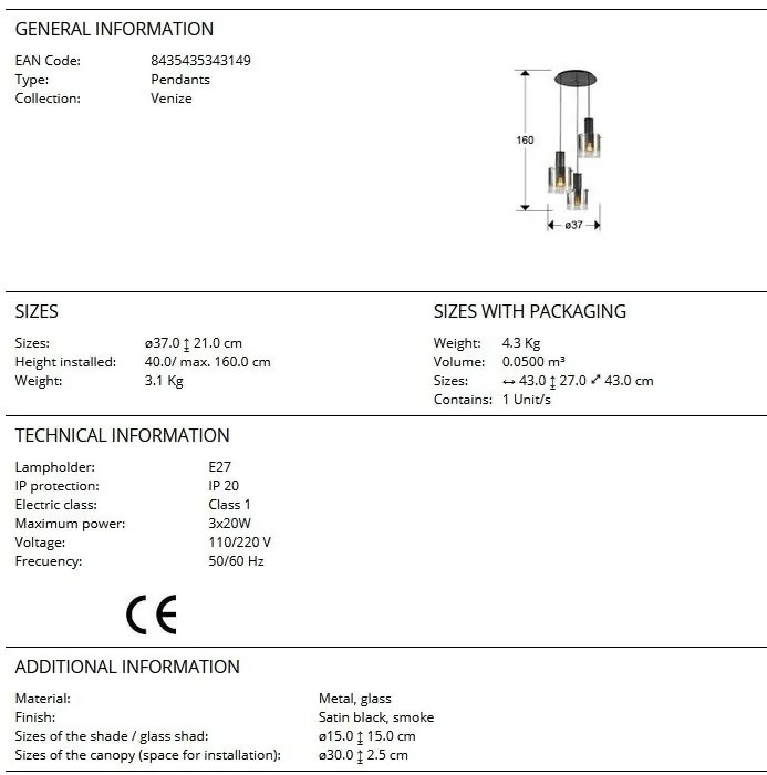 Lustra suspendata design moderm Venize 3L