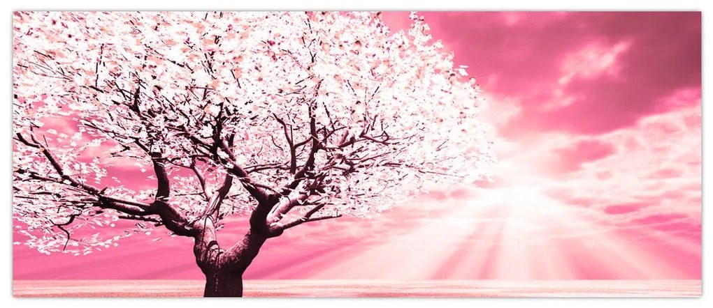 Tabloul cu pomul roz (120x50 cm)