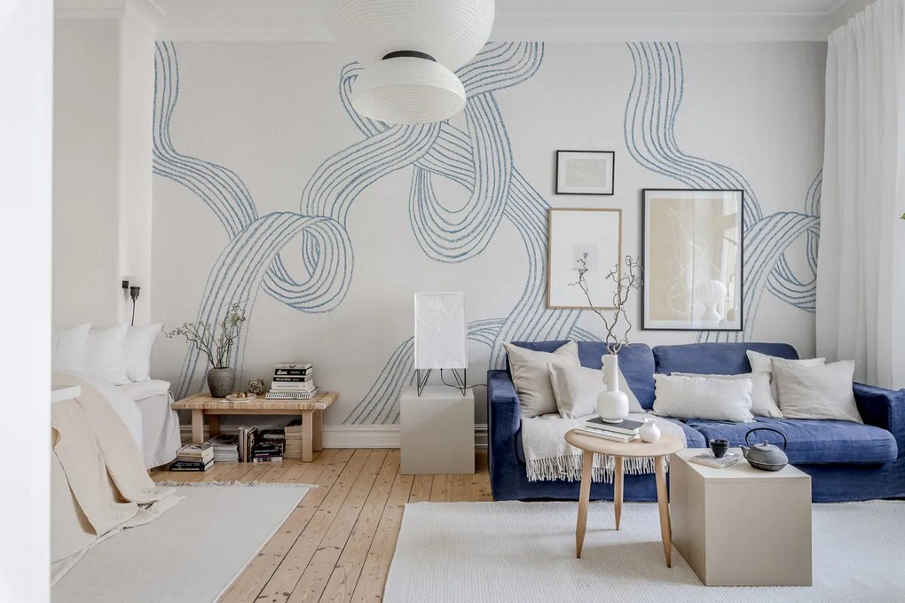 Fototapet, Stripes, Light Blue, Rebel Walls