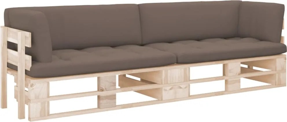 vidaXL Canapea din paleți cu 2 locuri, cu perne, lemn pin tratat