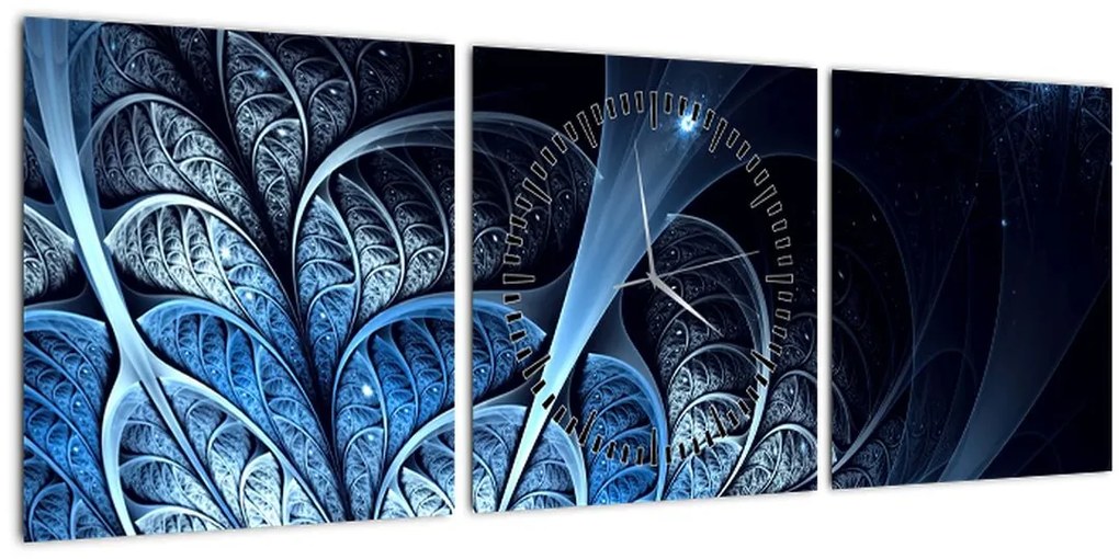 Tablou - Floare albastru închis (cu ceas) (90x30 cm)