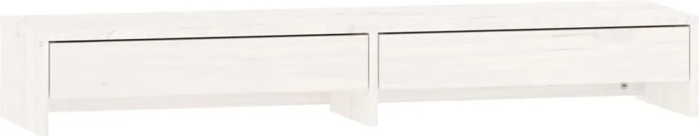 vidaXL Suport pentru monitor, alb, 100x27x15 cm, lemn masiv pin