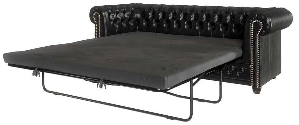 Canapea neagră extensibilă cu tapițerie din imitație de piele 203 cm York – Ropez