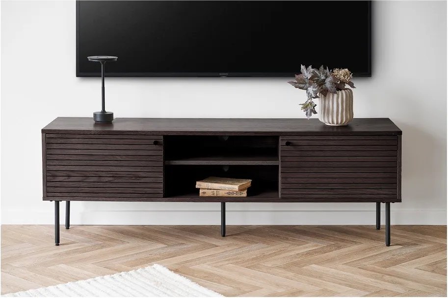 Comodă TV maro cu aspect de lemn de stejar 40x50x150 cm Kyoto – House Nordic